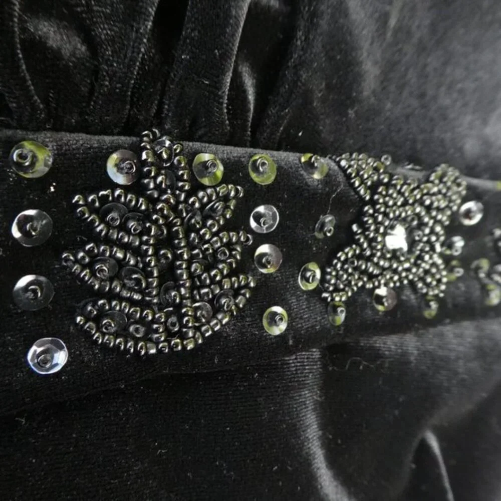 VeLVeT Y2K INC Velour Babydoll Cami Top Embellished Beads Black Fairy Grunge M